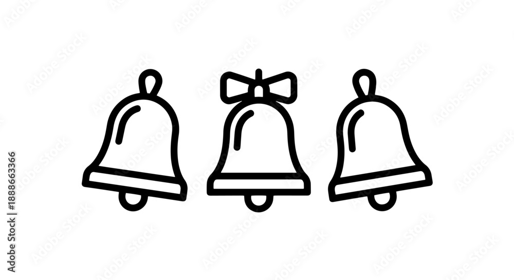 Fototapeta premium Bell icons for holidays, announcements, or service calls, including a festive bow.