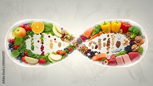 healthy food infinity symbol, balanced diet concept
