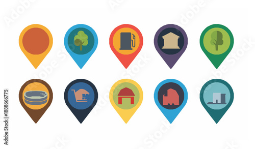 City facility location marker flat vector icon pack