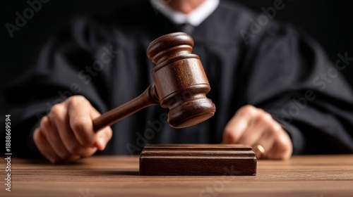 Wallpaper Mural A judge is holding a gavel and standing in front of a wooden podium Torontodigital.ca