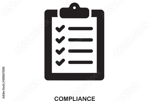 Black outline icon of a clipboard with a checklist and four green checkmarks indicating completed tasks in a business context.