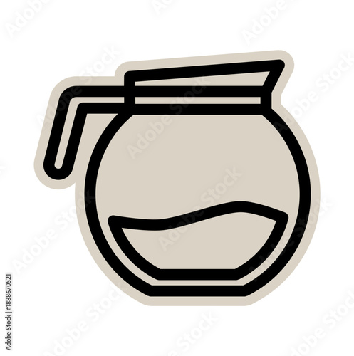 Coffee server or glass carafe scrapbook, doodle, sticker, collage, icon: hand drawn illustration of drip coffee pot for barista, cafe, brewing, breakfast, drink, tool, equipment, cafe
