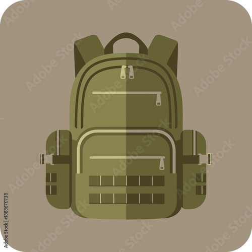 Military Style Backpack with Pockets and Straps.