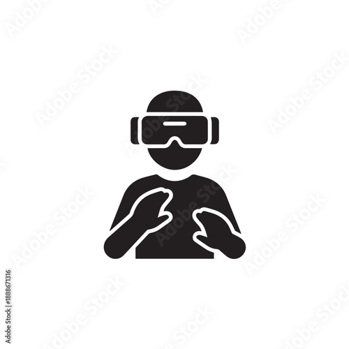 Silhouette of a person using VR headset, virtual reality