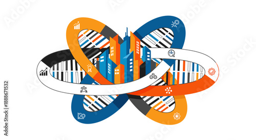 A vector illustration presents a camera, a microphone, and a ring light, essential tools for video creation, photography, and content production, isolated on a white background.