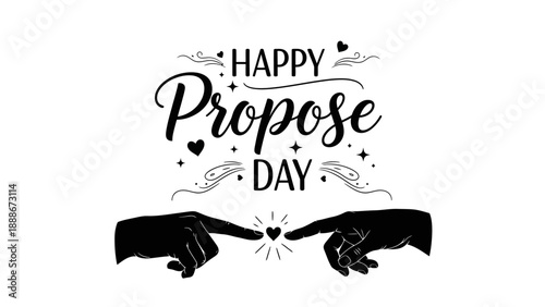 Happy Propose Day Typography with Hands Silhouette