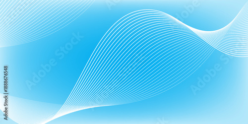 Smooth stylish blue wave background, Abstract white wavy glowing lines on a blue background. Futuristic digital high-technology pattern. Health Care concept. Vector illustration
