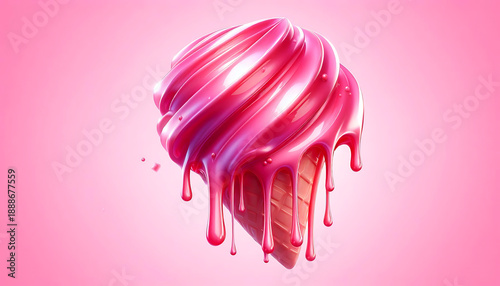 pink ice cream isolated