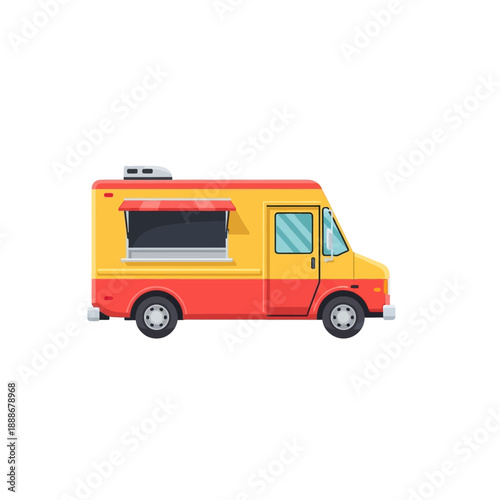 Wallpaper Mural Modern yellow and red food truck with awning, isolated on white background Torontodigital.ca