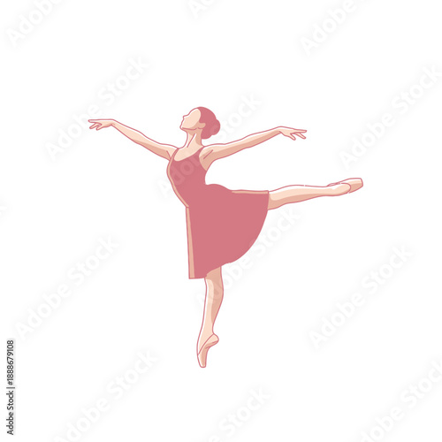 Elegant Ballerina Performing Graceful Dance Pose on White Background