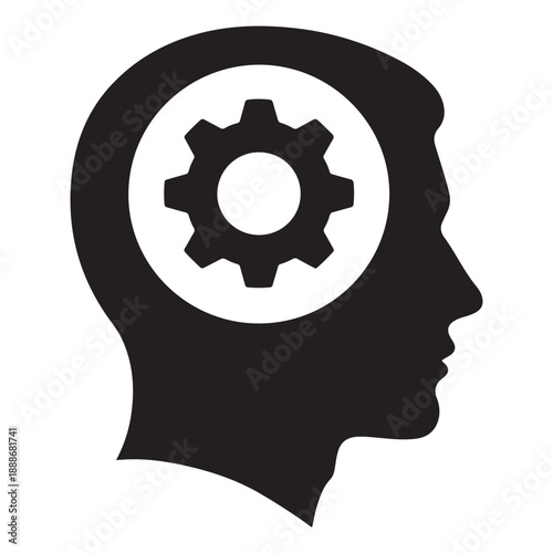 Human Head Gear Thinking Concept Icon