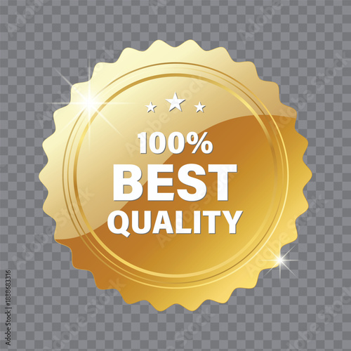 Golden best quality seal with shiny stars