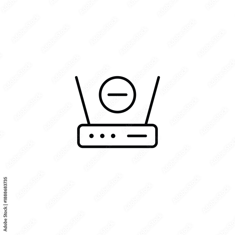 Fototapeta premium Wi-fi router and minus. Network access removed. Connection off, signal blocked. Pixel perfect, editable stroke vector icon