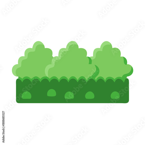 Three green shrubs isolated on White simple vector illustration