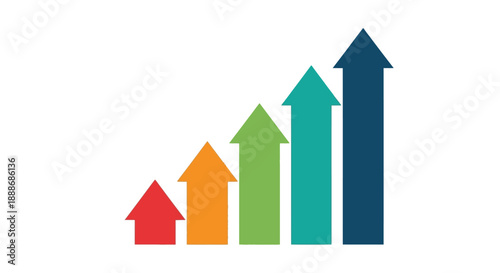 Colorful increasing arrows illustrating business growth, financial progress, and upward trends