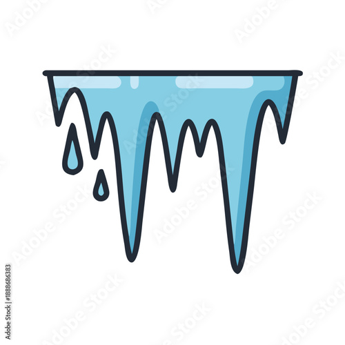 Tableau sur toile Stylized blue icicles hanging down with a White Background