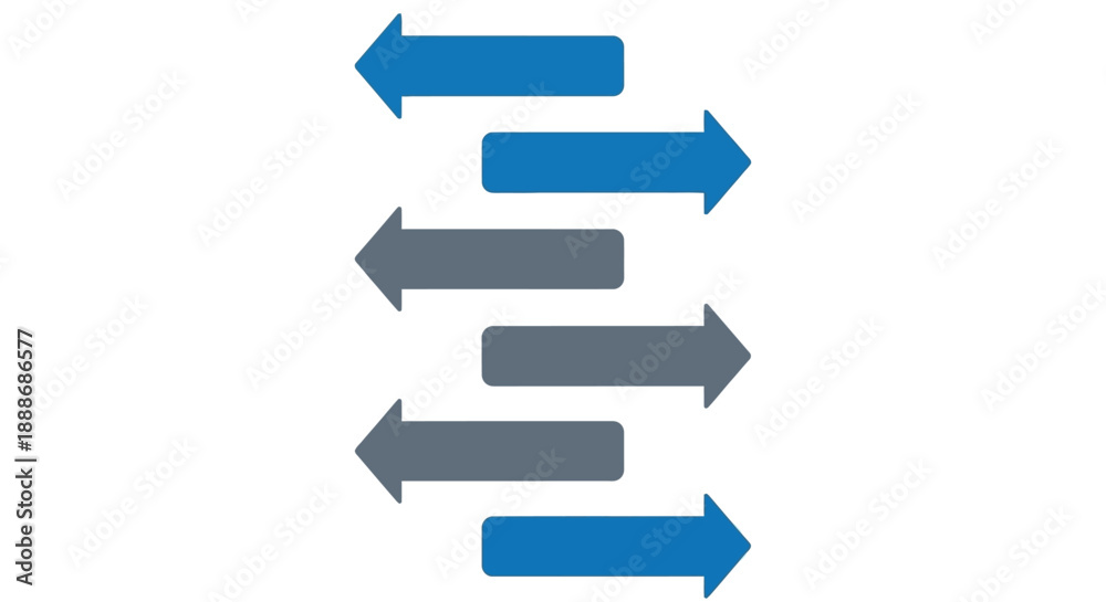 Fototapeta premium Dynamic visual representation of alternating horizontal flow and exchange with multiple directional arrows