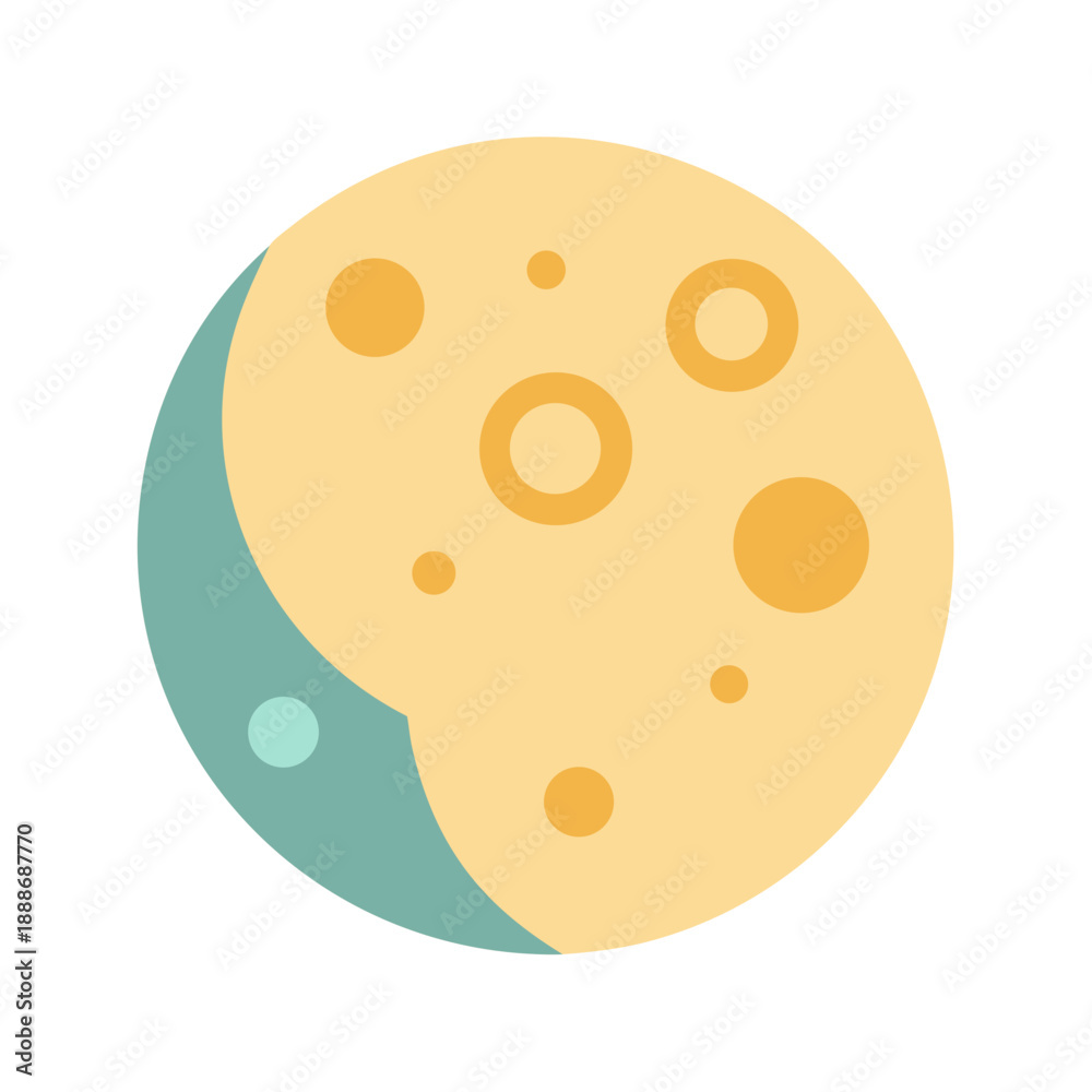 Obraz premium Cartoon moon on a White Background flat illustration