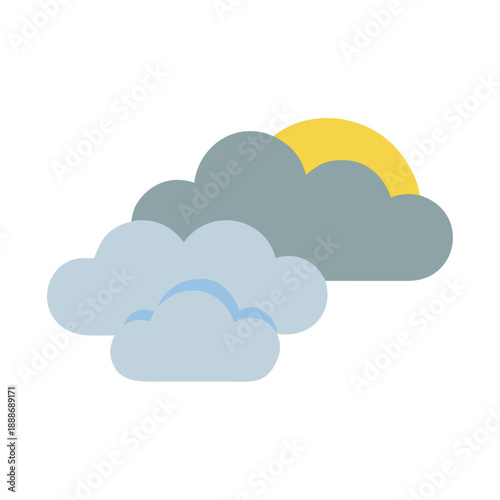 Stylized clouds covering sun isolated on White Background image