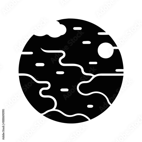 Dark minimalist illustration of a moon with subtle textures
