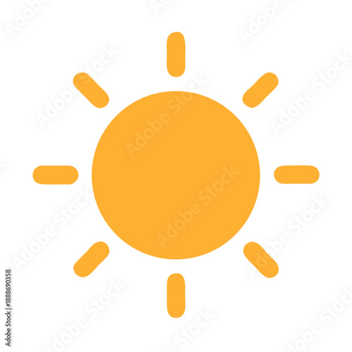 Bright sun illustration with simplistic geometric design on White
