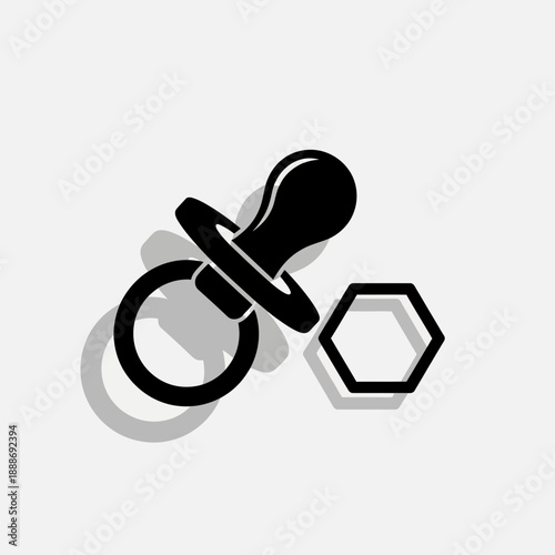 Minimalist pacifier and hexagon icon