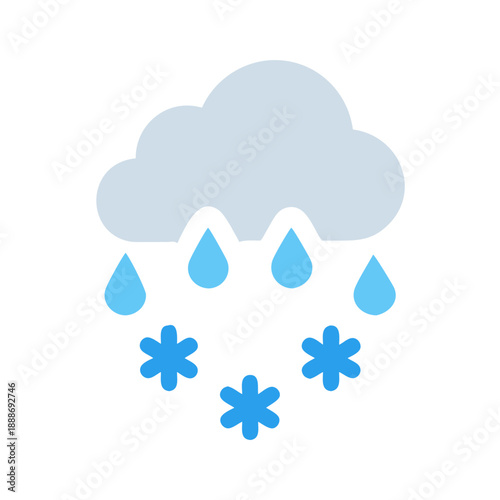 Stylized snow weather icon with a White Background
