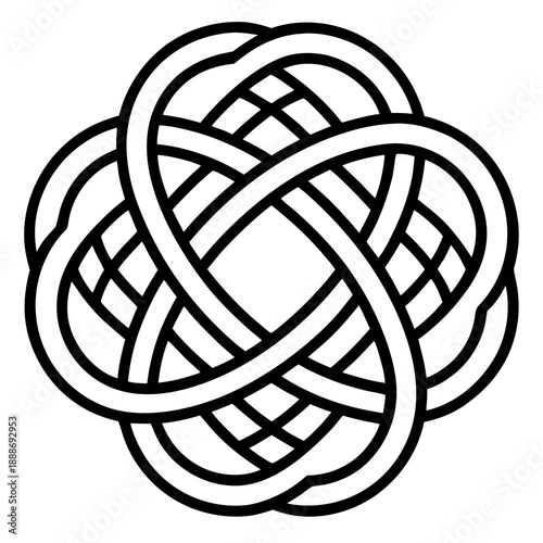 3D Alpona Circular Knot Design of Interwoven Lines and Curves