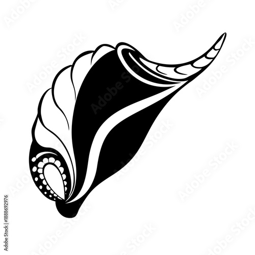 3D Alpona Conch Shell Shankha with Elegant Traditional Design