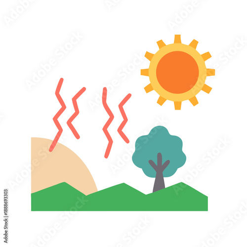 Stylized Global Warming Landscape with Desertification and Extreme Heat