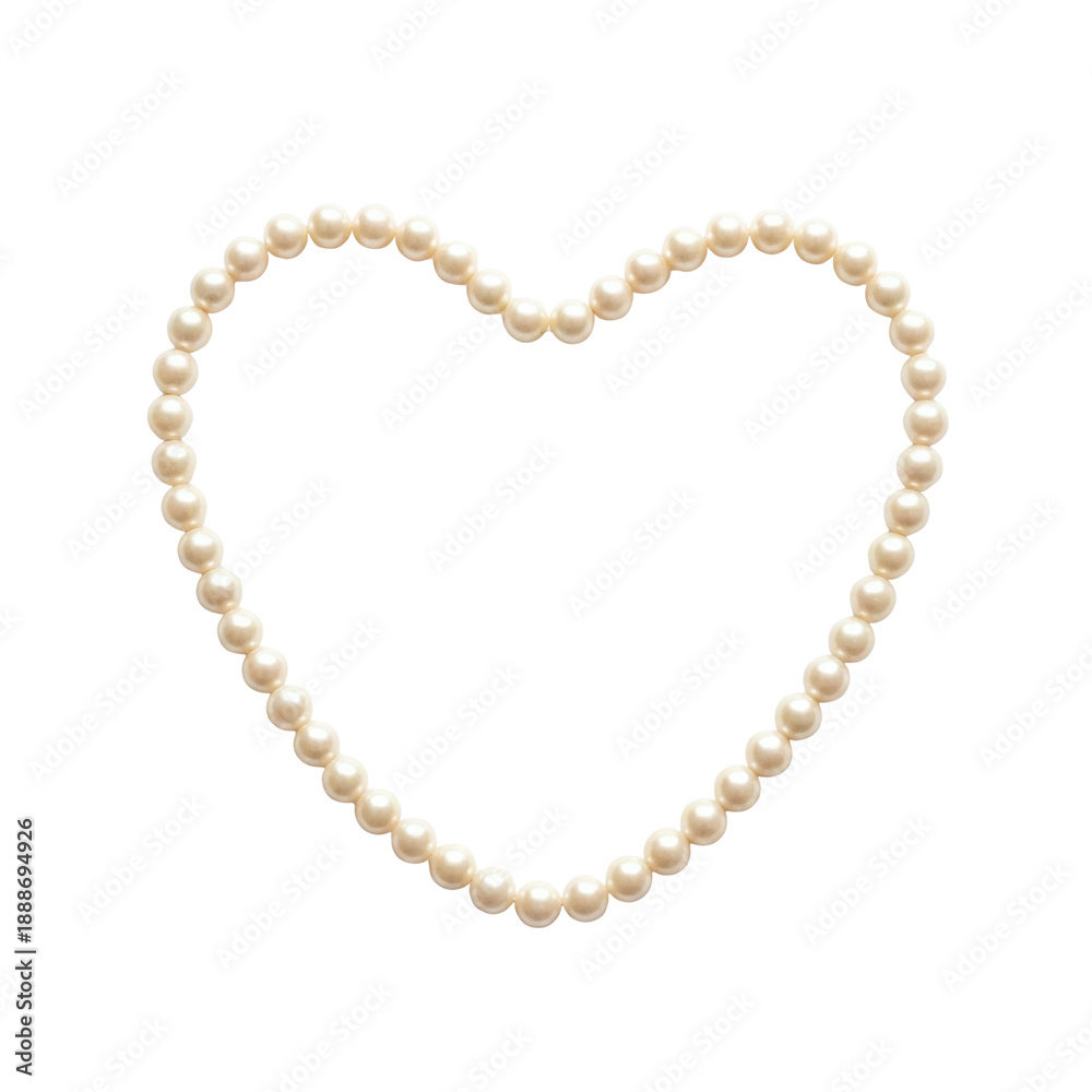 Obraz premium Heart shaped pearl necklace jewelry frame