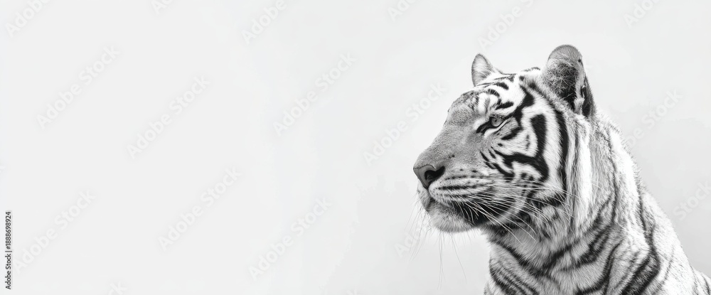 Fototapeta premium black and white portrait of a tiger on a white background