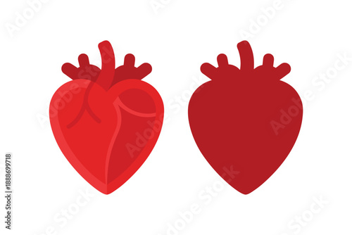 Anatomy heart icon set for medical science and health design element isolated on white background