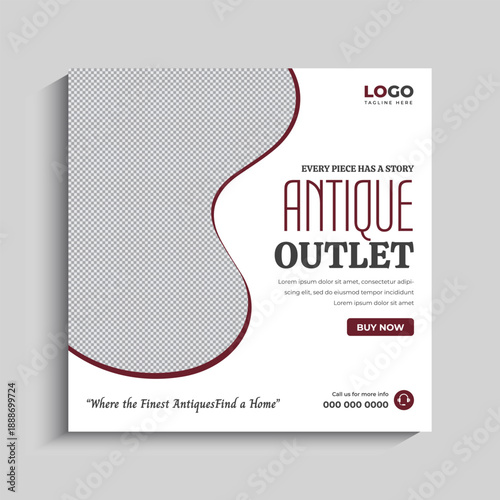 Antique Shop Social Media Instagram Post Banner Template