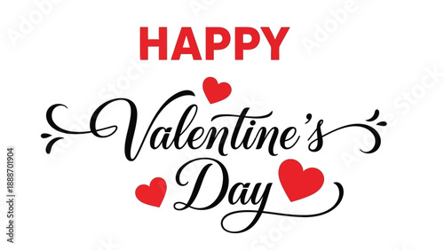 A festive valentine s day graphic featuring hearts and elegant cursive lettering in red and black