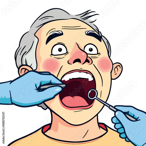 Vsai elderly man receiving dental examination from dentist