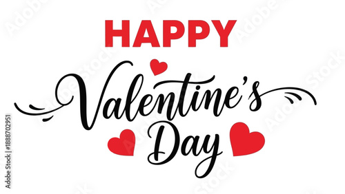 A cheerful valentine s day greeting with a red heart and elegant script lettering shown