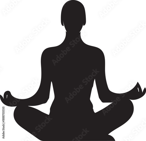 Silhouette person meditating in lotus pose yoga zen relaxation