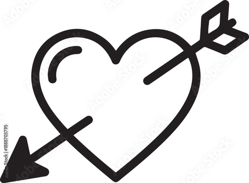 A heart with an arrow shot through it representing love and romantic feelings
