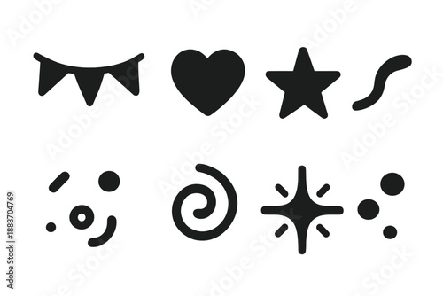 Golden Birthday Icons. Golden birthday decor banner. Filled icon set of Golden birthday decor banner: