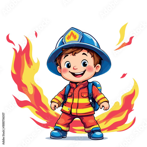 Vsai little boy aspiring to be firefighter hero