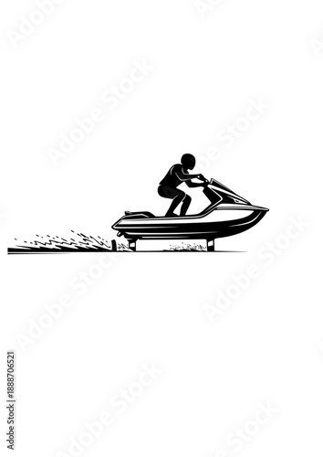 Electric Hydrofoil Scooter Silhouette, Future Water Surface Transport, Innovative Marine Mobility and Tech Commute Vector