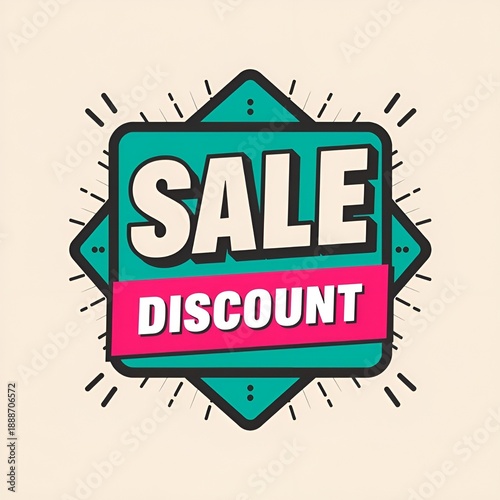 Retro Style Sale Discount Badge Graphic Design on Beige Background