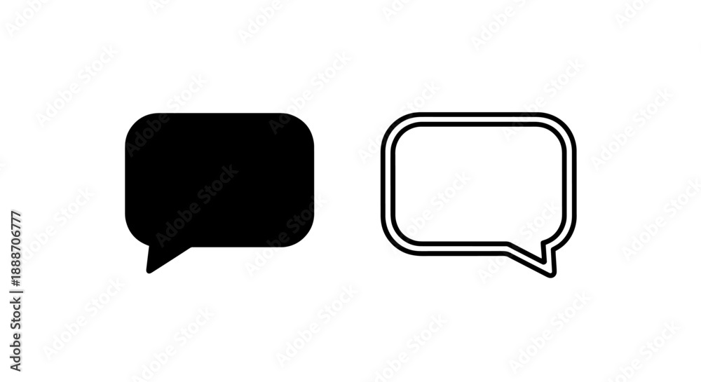 Fototapeta premium Set of chat bubble icons, solid and outline, for messaging and conversation