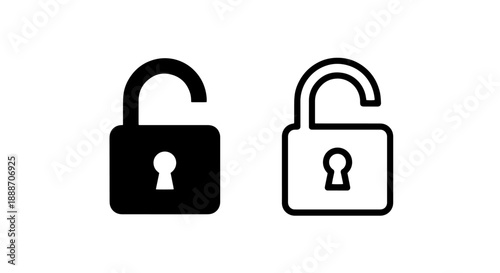 Open Padlock and Lock Icons: Concepts of Security, Access, and Freedom