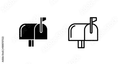 Black and white mailbox icons, symbolizing delivery, correspondence, and home services