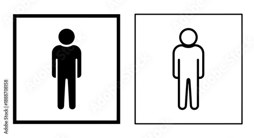 Icon of a man figure in solid and outline styles, symbolizing male gender or person
