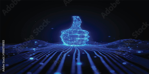 An abstract blue design featuring a glowing x-ray pattern of light and motion that blends technology and science concepts into a futuristic energy loop