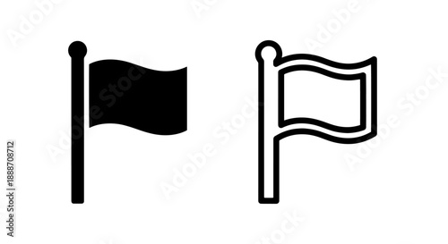 Graphic icon of a flag waving gently on a pole, suitable for representing various concepts.