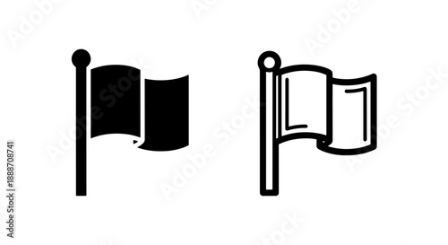 Iconic illustration of a flag fluttering on a pole, conveying a sense of movement and presence.